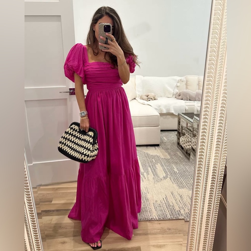 Abercrombie & Fitch Emerson Bow Back Maxi Dress Small Hot Pink - Picture 5 of 9
